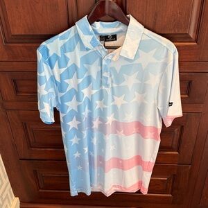 Blue and Pink Star Pattern Polo Shirt